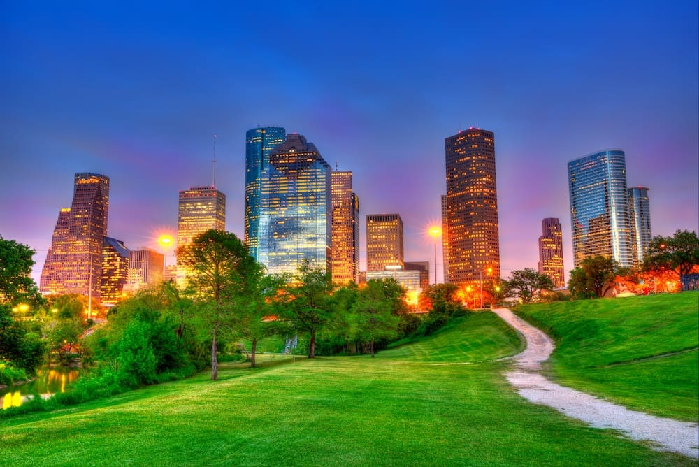 set over texas city skyline