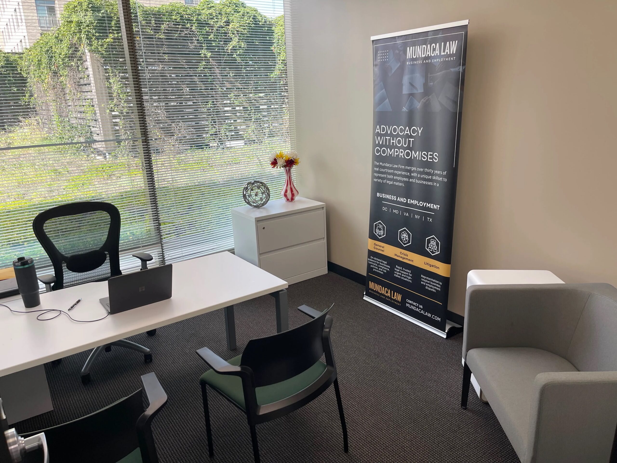Interior office space at The Mundaca Law Firm North Bethesda Maryland office