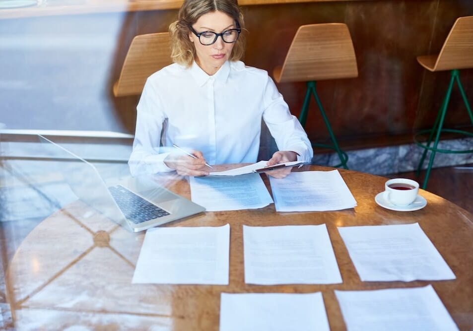 lawyer going over paper work