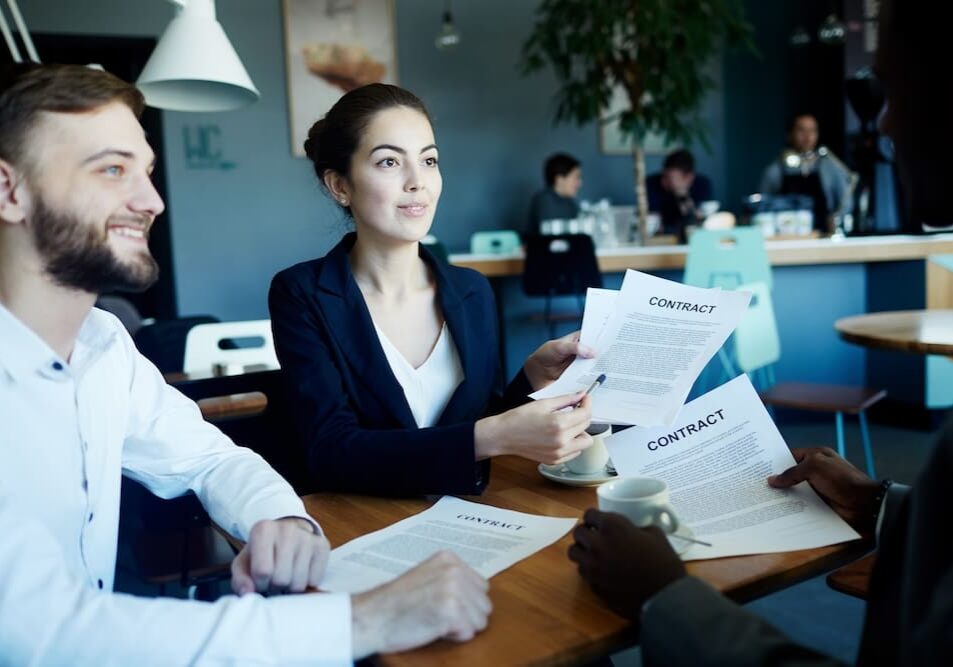 people going over paperwork for a court case