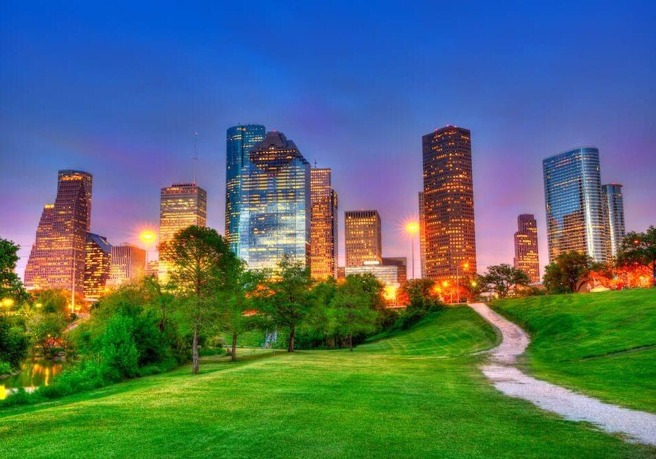 set over texas city skyline