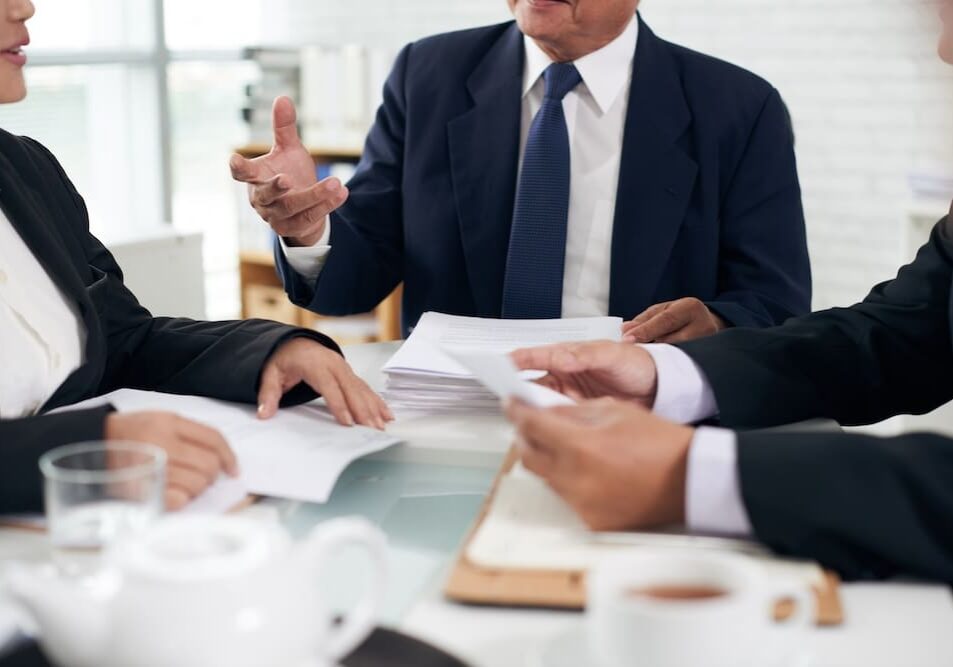 a team of attorneys going over files