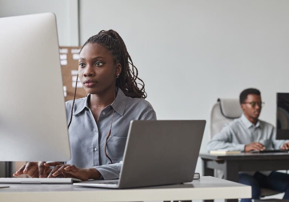 people working at the computer