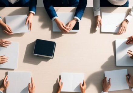 Business professionals reviewing workplace records for an employment law update